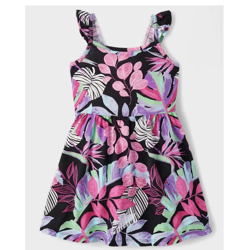 Baby And Toddler Girls Print Flutter Dress - Black Size 12-18 Months Cute/Comfy